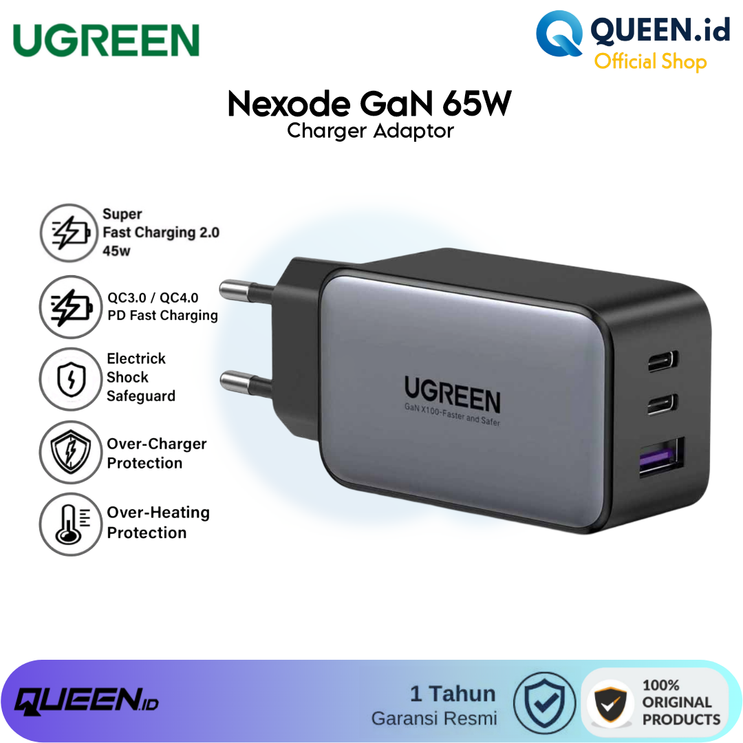 Ugreen Chargeur USB-C 10335 65W Noir