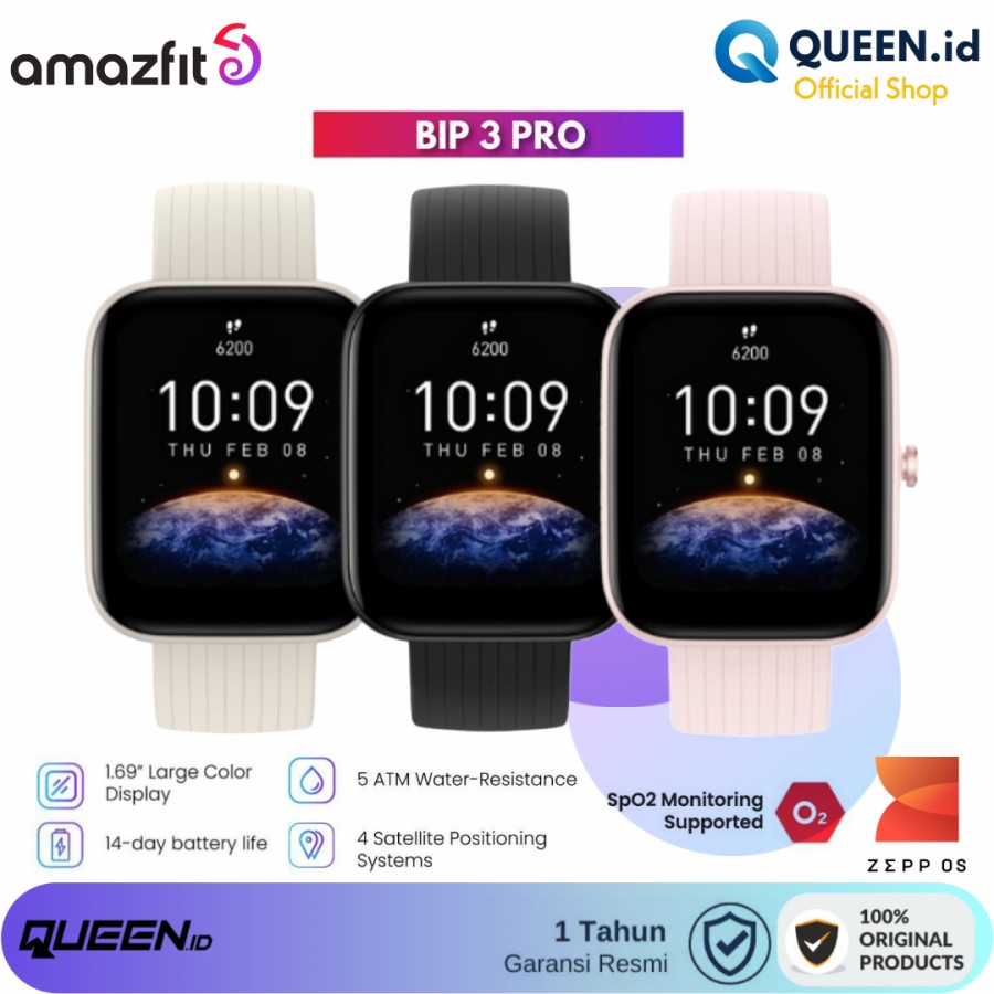 Jual Amazfit BIP 3 PRO Smartwatch 1.69 GPS SpO2 Smart Watch Jam