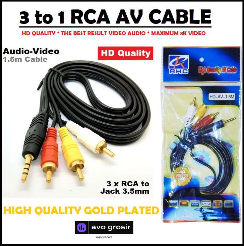 Aux Cord Cable Auxiliar Av KABEL TV AUDIO VIDEO TO JACK AUX MM - Main Image