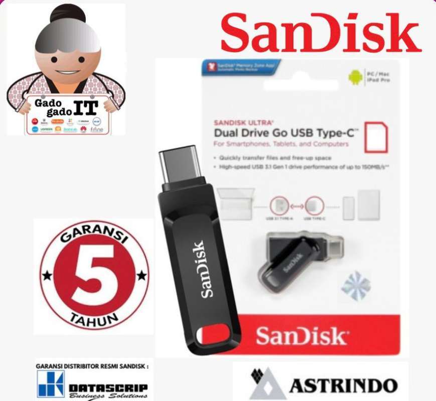 USB OTG Flashdisk SanDisk Ultra Dual Drive Go USB Type-C 32GB 64GB 128GB 256GB