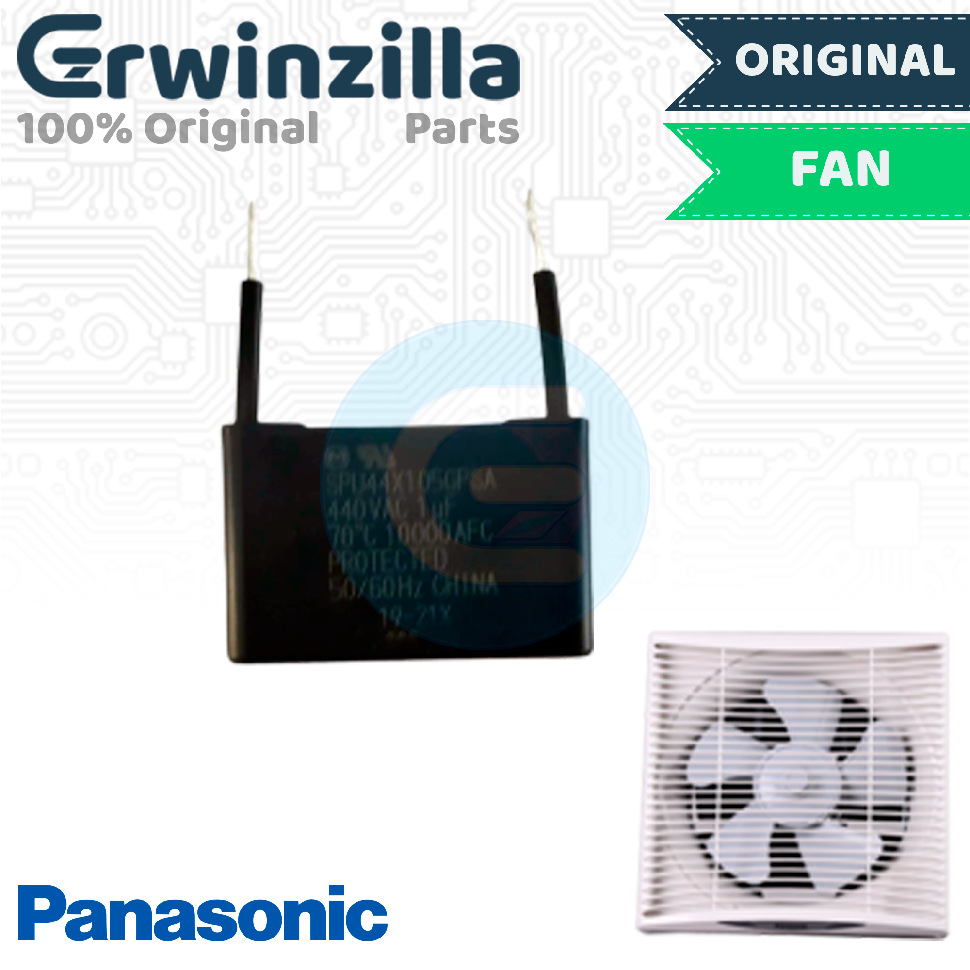 Jual Kapasitor Motor Exhaust Fan 1 uF Panasonic Model FV25RUN5W