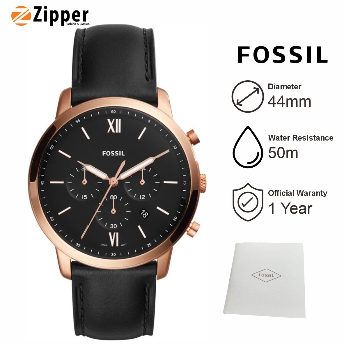 Promo Jam Tangan Pria Fossil Neutra Fs5381 Chronograph Men Black Dial Black Leather Strap Diskon 22 Di Seller Toko Zipper Official Store Semolowaru Kota Surabaya Blibli