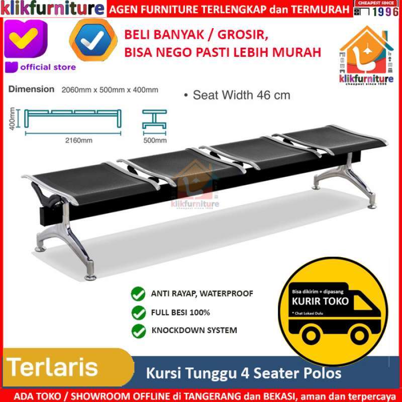 Promo Kursi Tunggu Kursi Bandara 4 Seater Tanpa Sandaran L4 Polos