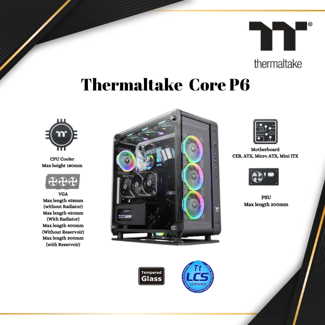 Thermaltake Core P6 - Case PC Mid Tower Con Vetro Temperato, Modulare E Ad Alto Raffreddamento | Design Nero - Foto 11