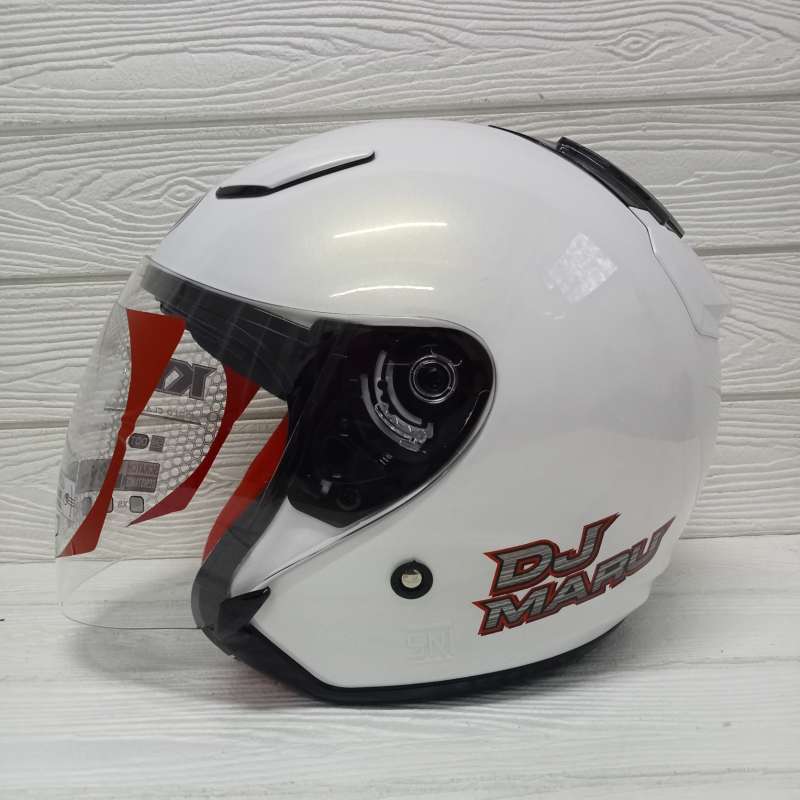 Jual Share Favorit (41) HELM KYT DJ MARU SOLID WHITE HALF FACE DJMARU