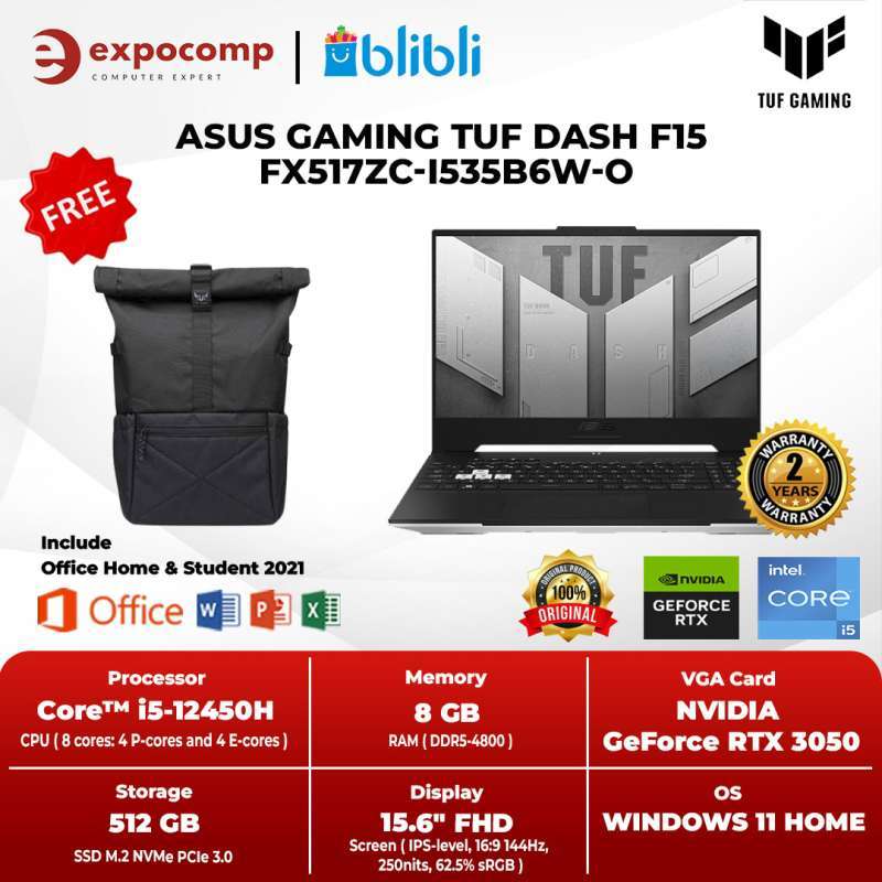 ASUS GAMING TUF Dash F15 FX517ZC-I535B6W-O WHITE CORE i5-12450