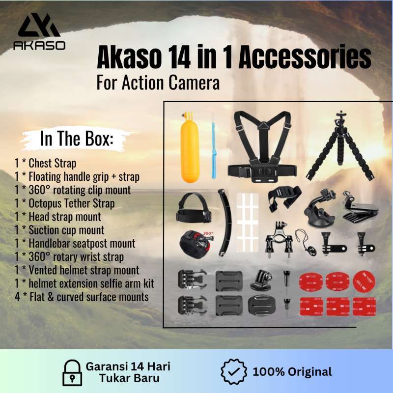 Promo Akaso 14 In 1 Accessories For Brave 7 Action Camera Diskon 10 Di