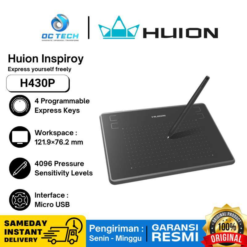 Huion Inspiroy H430P Graphic Drawing Pad Pen Tablet H 430P Drawing Tablet  Original Garansi Resmi