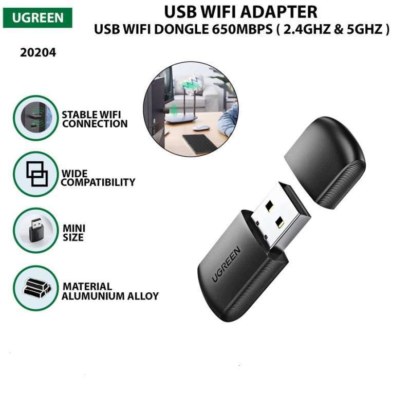 Jual UGREEN WiFi Adapter 650Mbps 5Ghz & 2.4GHz Dual-Band USB WiFi 20204 ...