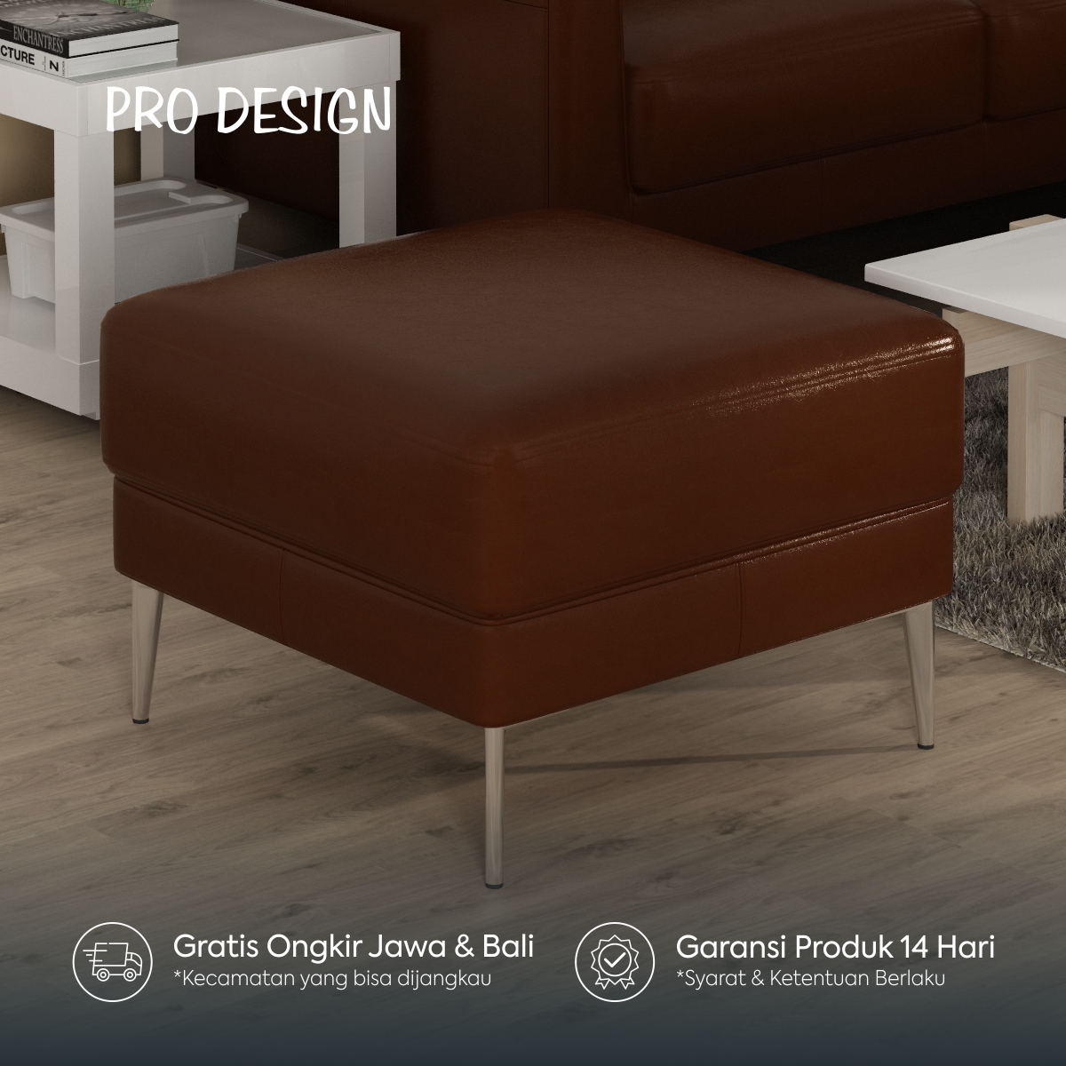 Jual Pro Design Nexus Ottoman Leather Sofa Jawa Brown Glossy di