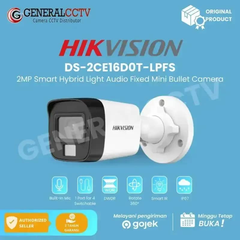 Camera CCTV Outdoor HIKVISION 2MP Audio CAMERA DS-2CE16D0T-LPFS Infrared