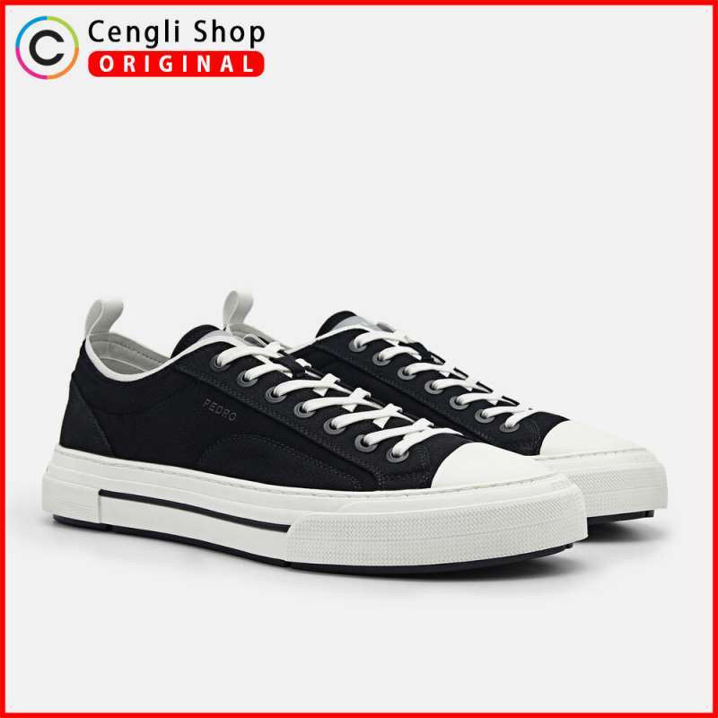 SEPATU PEDRO SNEAKER KASUAL PRIA ORIGINAL SNEAKERS CASUAL KETS BRANDED  HITAM BLACK PM051