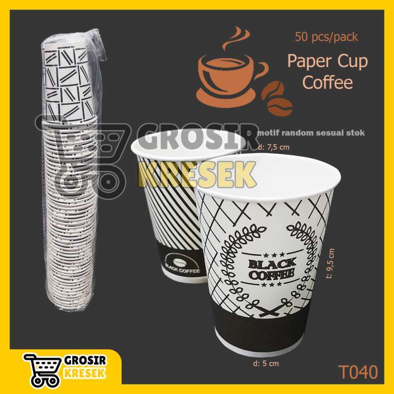 Promo T040 Paper Cup isi 50 pcs 8 oz 240ml Gelas Kertas Kopi Tahan ...