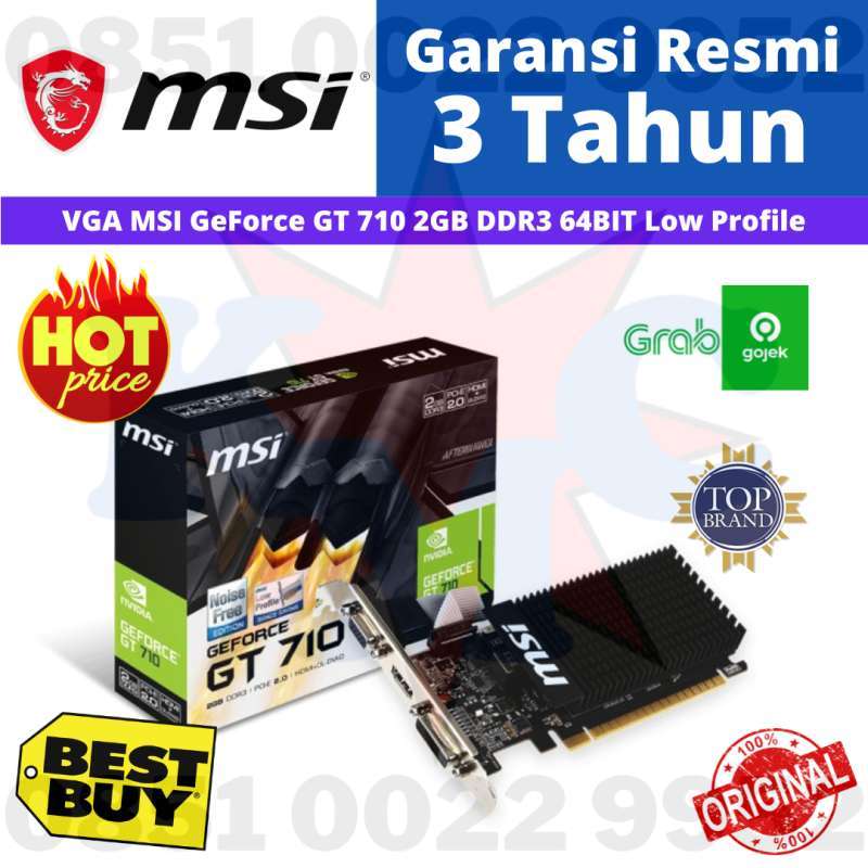 VGA MSI GEFORCE GT 710 GT710 2GB DDR3 64BIT Low Profile Resmi