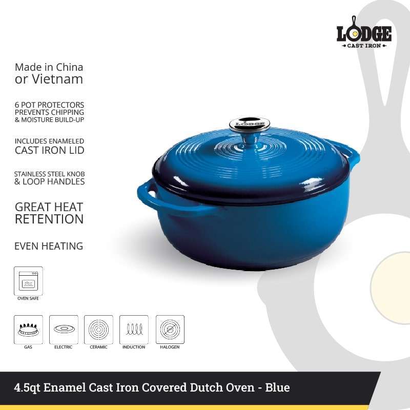 Lodge Quart Blue Enameled Cast Iron Dutch Oven EC4D33