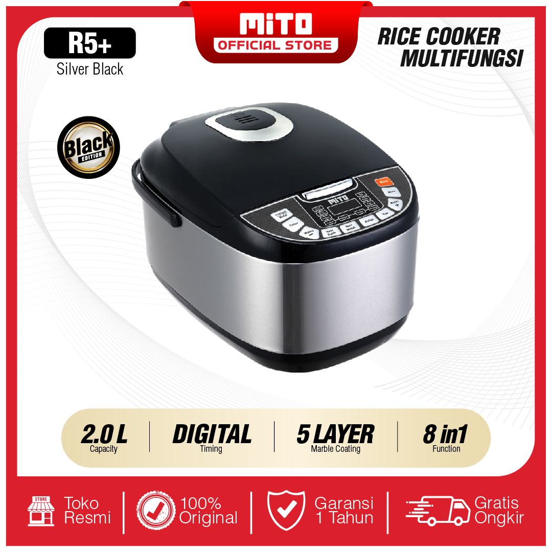 Jual MITO R5+ NEW DIGITAL RICE COOKER BLACK SILVER di Seller MITO