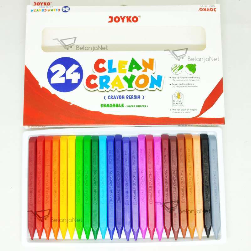 Promo Krayon Bersih | Clean Crayon Joyko 24 Warna Clcr-ac-24 Diskon 69% ...