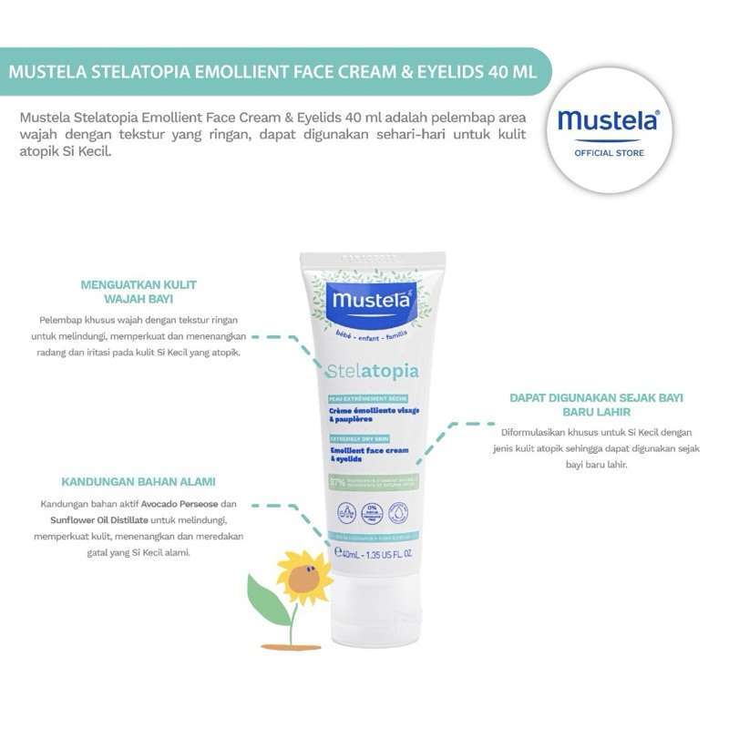 Mustela Stelatopia Emollient Cream Face 40ml