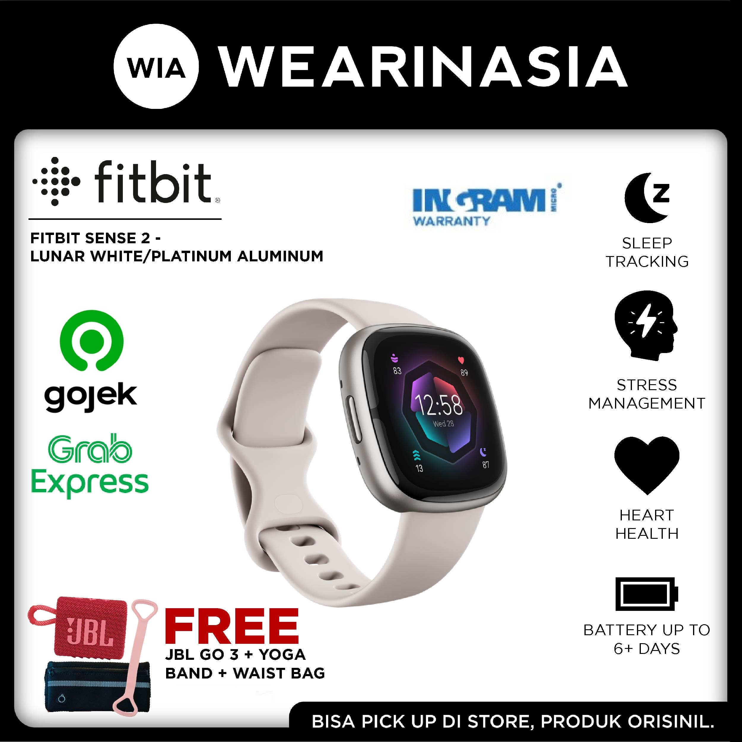 Jual Fitbit Sense Advanced Smartwatch Health Original Garansi Resmi  White/Platinum di Seller Wearinasia Official Store Serpong, Kota  Tangerang Selatan Blibli