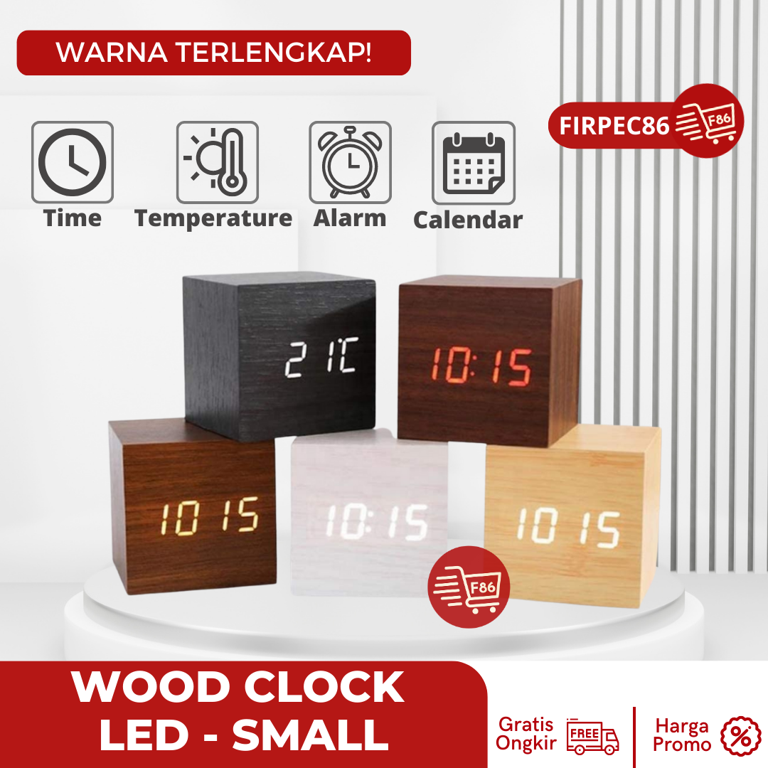 Promo Jam Digital Kayu Meja Led/ LED Wooden Small Table Clock Desk