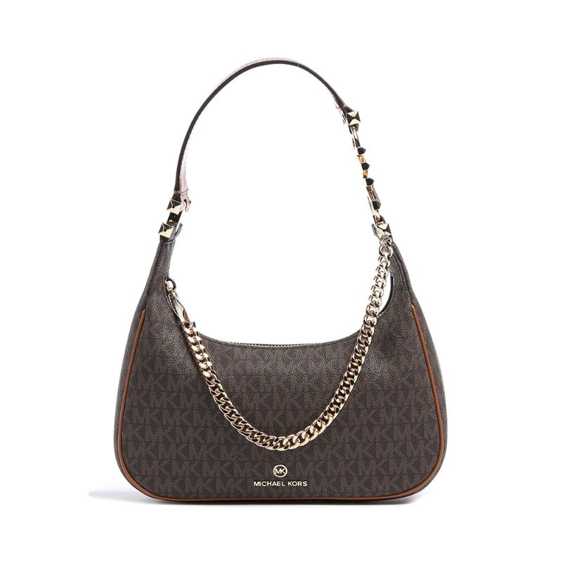 Jual Michael Kors Monogram Logo Hobo Bag With Chain Brown Acorn Di