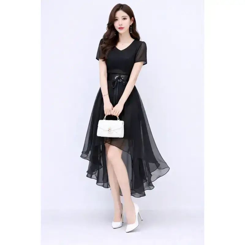 midi dress lengan pendek St. Yves Fly Blueble Wanita St. Yves Solid Rayon Midi