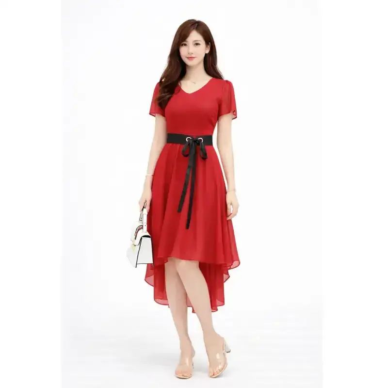midi dress lengan pendek Nevada Little Krisan Wanita  Jual Midi Dress lengan pendek