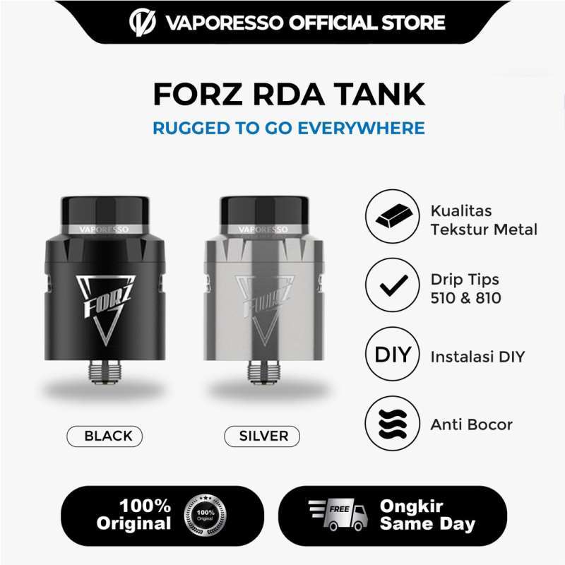 Jual Vaporesso FORZ RDA Tank 24mm 510 & 810 Drip Tip 100 Original di Seller Vaporesso Official