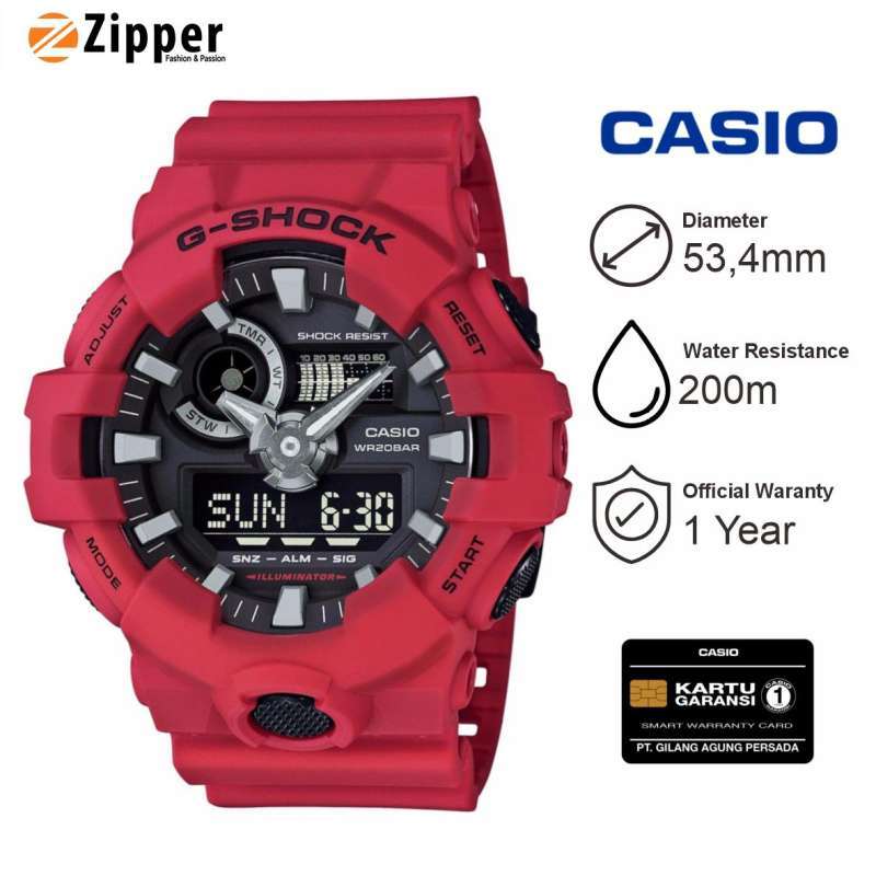 Promo Jam Tangan Pria Casio G shock Ga 700 4adr Analog Digital Dual Time Strap Rubber Merah Diskon 29 Di Seller Toko Zipper Official Store Semolowaru Kota Surabaya Blibli