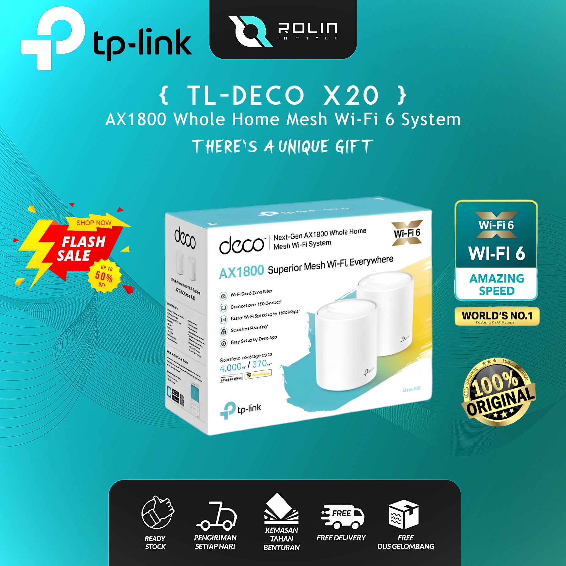 Jual TPLINK DECO X20 AX1800 Whole Home Mesh WiFi 6 SystemISI 1/2/3PACK