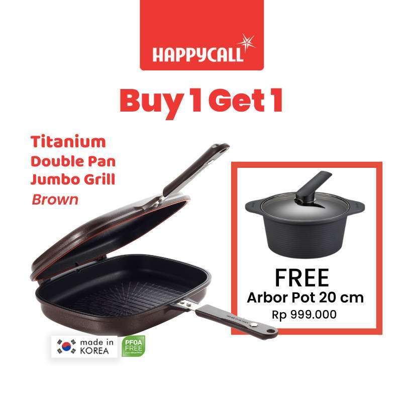 Promo Happycall Buy1get1 Double Pan Titanium Jumbo Grill Brown Free