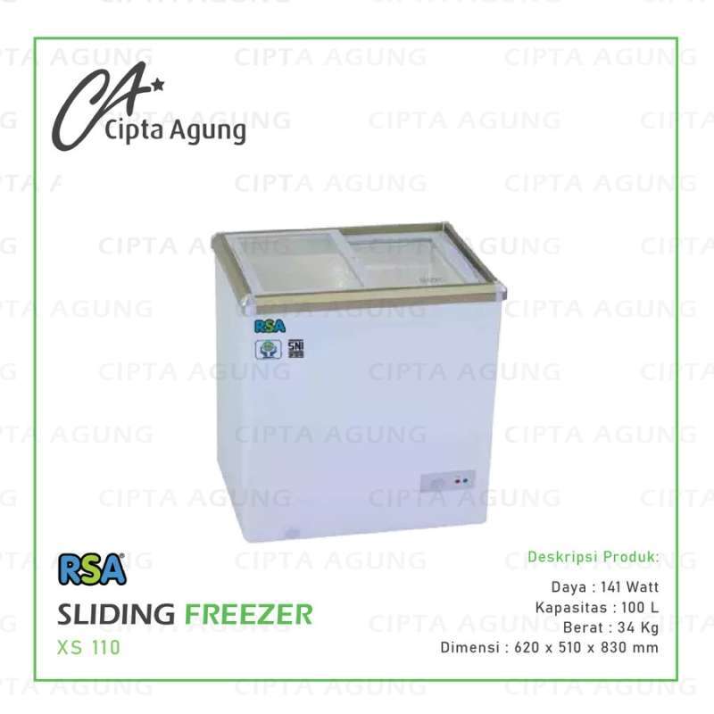 Jual CHEST FREEZER SLIDING FLAT GLASS 100 L RSA XS 110 XS-110 XS110 ...