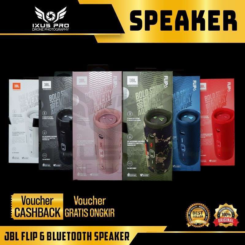 JBL Flip 6 Bluetooth Speaker Portabel yang Tahan Air dan Debu IP67, Waktu Main 12 Jam, dengan Suara Jernih. Sempurna untuk Petualangan Outdoor