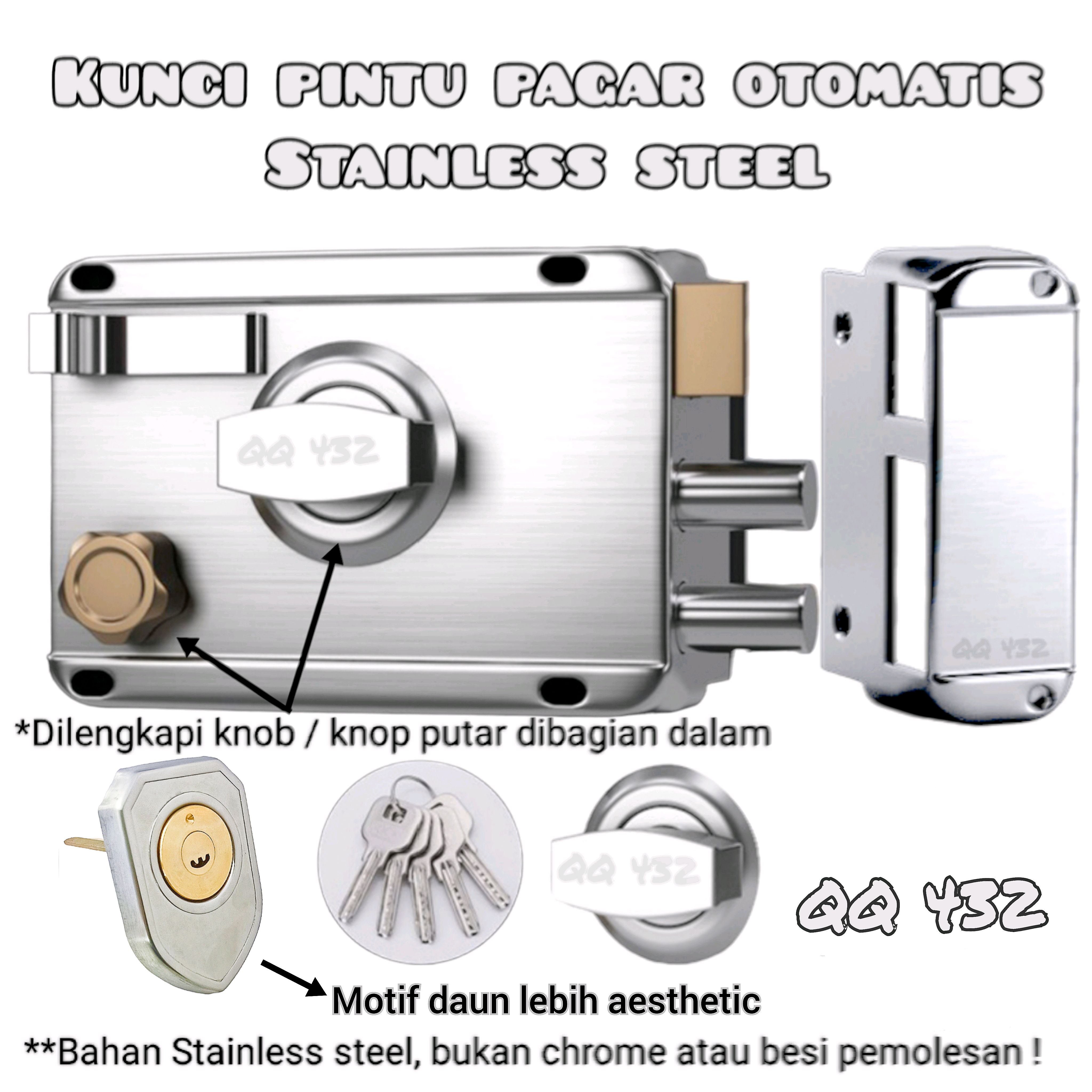 Promo Kunci Pintu Otomatis Dengan Knob Knop Putar Bahan Stainless Steel