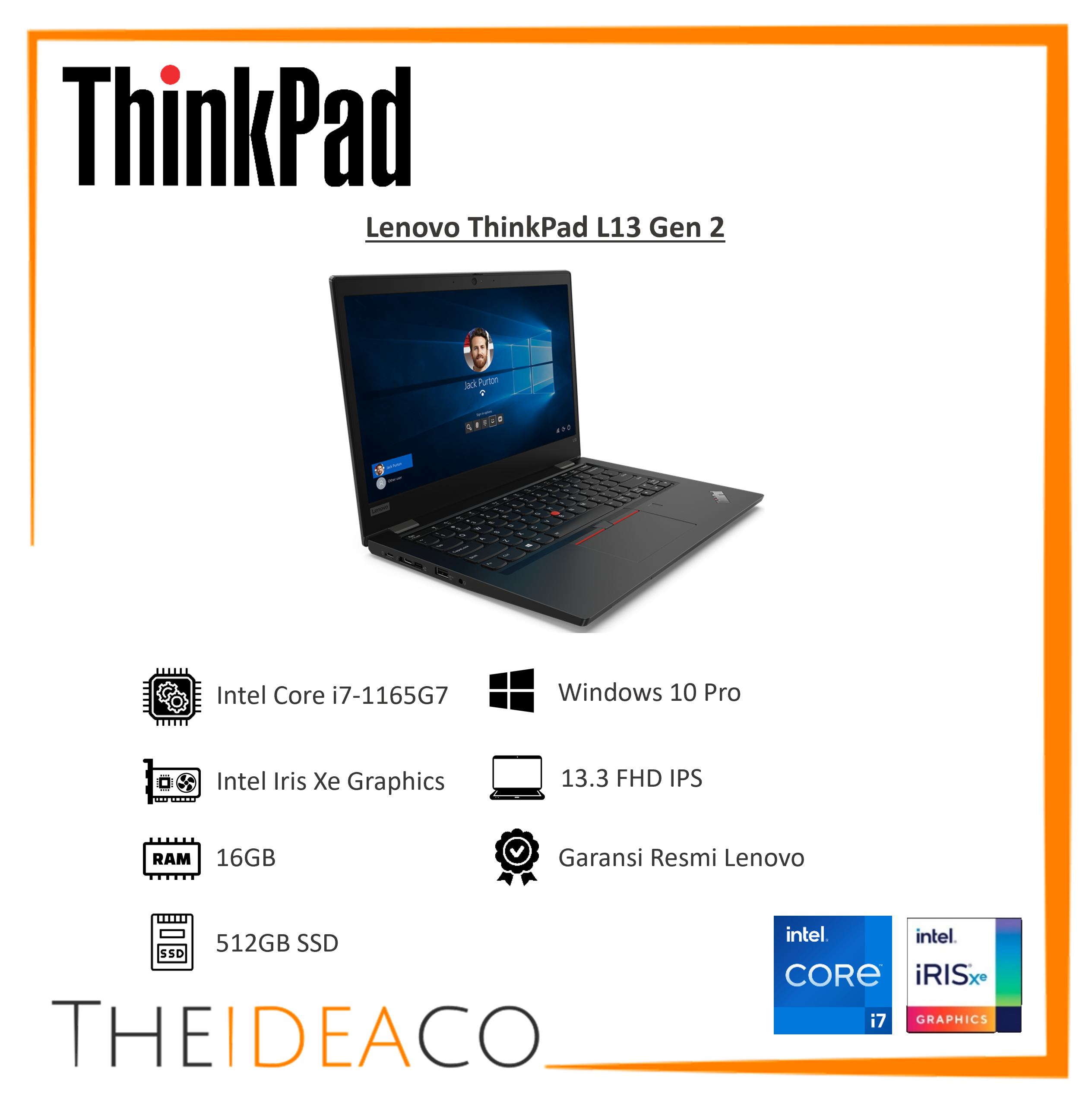 Jual Lenovo ThinkPad L13 Gen 2 i7-1165G7 16GB 512GB SSD Win10Pro