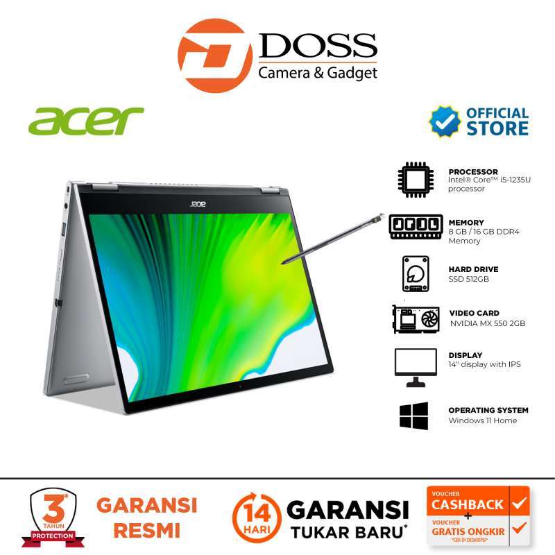 Jual Acer Spin 3 Active Sp31351n548h 13.3 Inch I5 8gb Ram 512gb Ssd