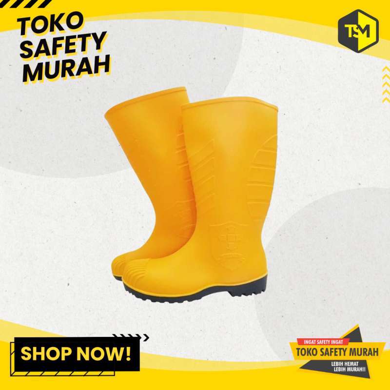 Sepatu Boot SNI Karet PVC Rubber Safety boots STRENGTH PETROVA Ujung BESI  Steel Toe Proyek