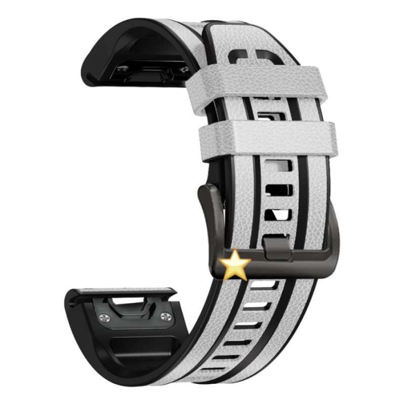 Garmin Fenix Hr Grey TALI JAM SILICONE MOTIF Kulit Leather 26mm