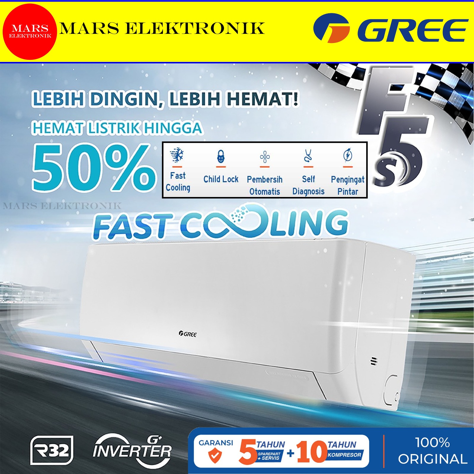 Jual Ac Gree Gwc-05f5(s) New Series Inverter 1/2 Pk - Hemat Energi