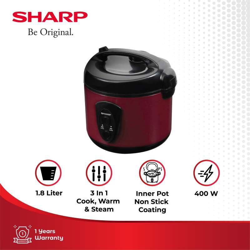 Promo Sharp Ks-n18mg Rd/sl Rice Cooker [1.8 L] 3in1 - Red Diskon 31% Di ...
