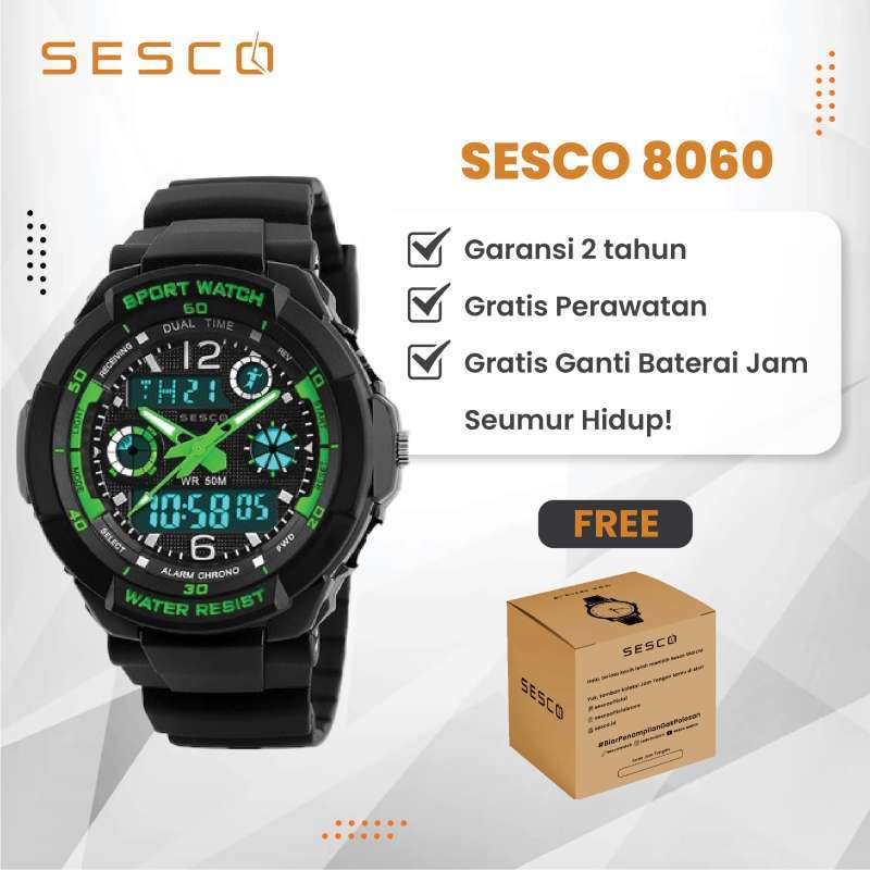 Promo SESCO Jam Tangan Anak Analog Digital 8060 Anti Air, Original, dan