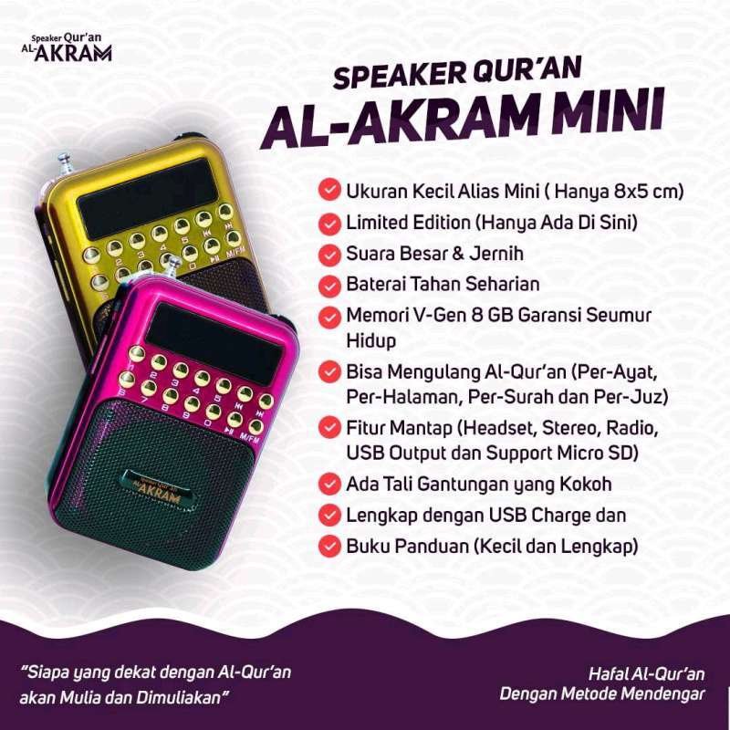 Jual Speaker Murottal Quran Mini Al-akram Konten Terbaru Speker Alquran ...