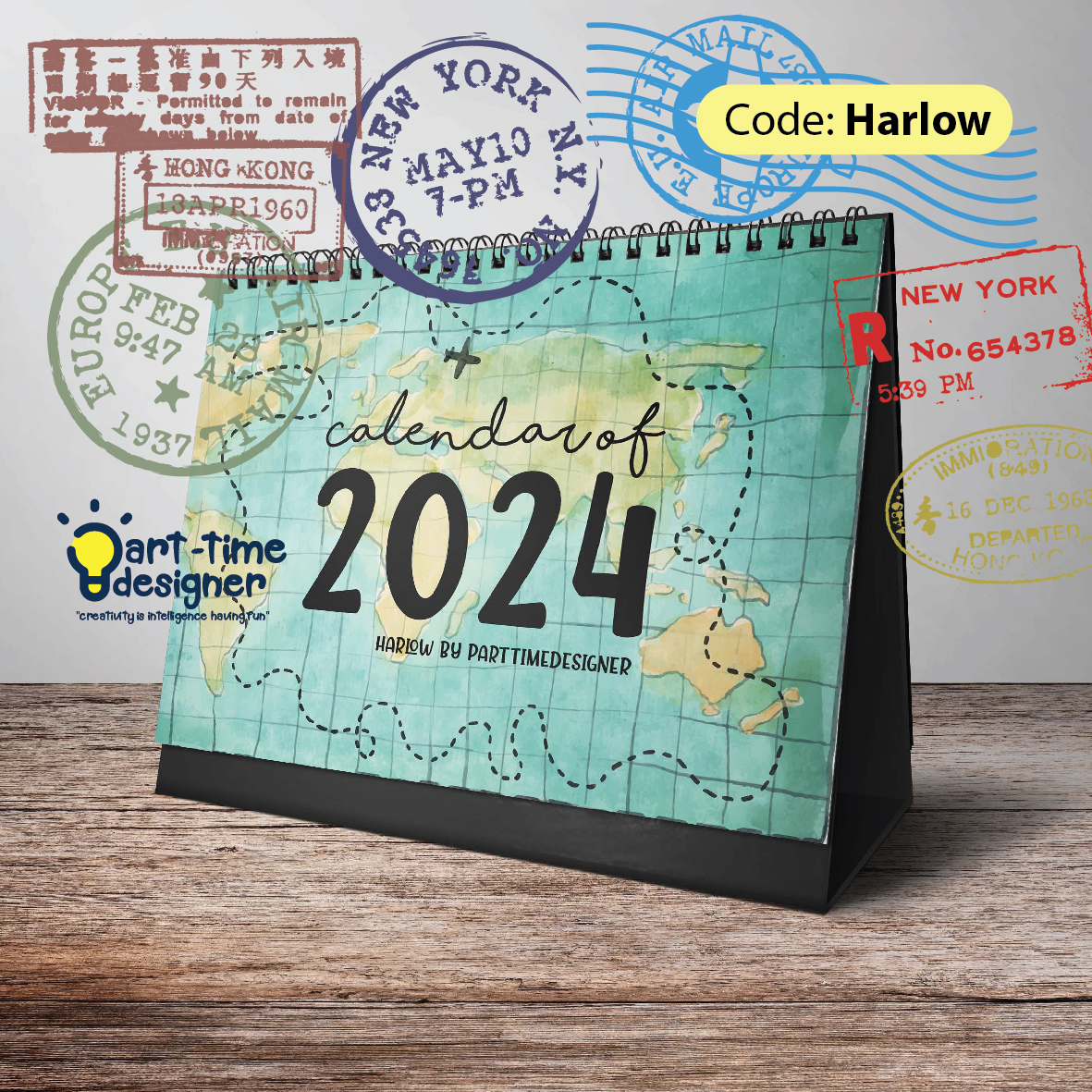 Jual Harlow Kalender Meja CAlendar 2024 Travelling Diary Estetik di