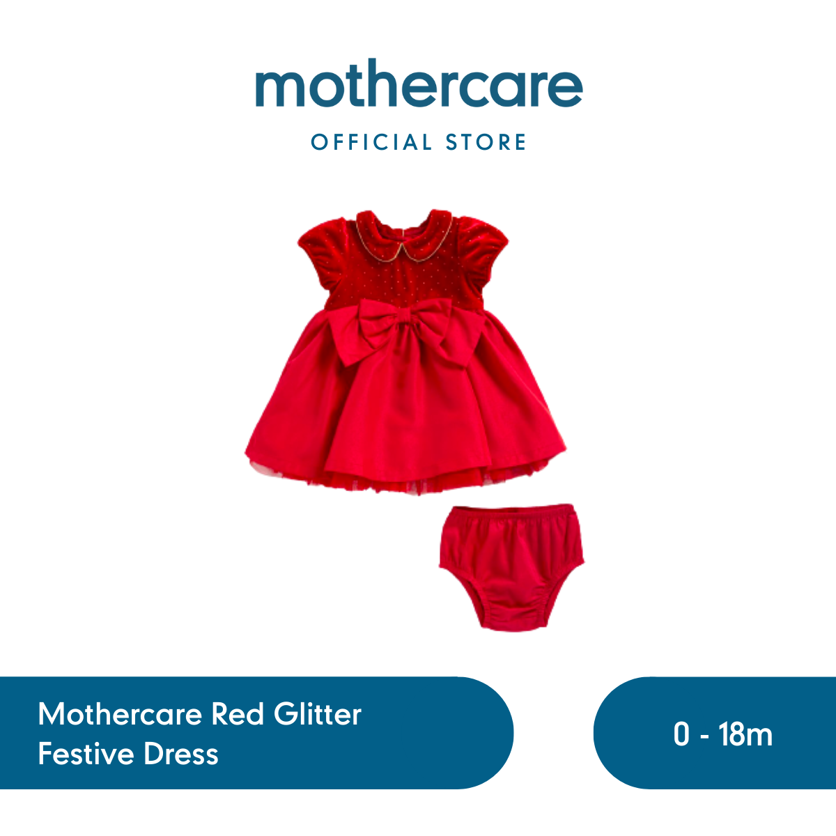 Jual Mothercare Red Glitter Festive Dress Dress Bayi Perempuan