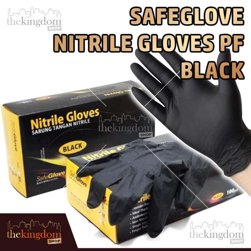 Jual Safeglove Nitrile Gloves Pf Powder Free Black 100 Pcs Sarung