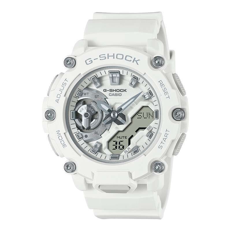 Jam Tangan Unisex Casio G-Shock GMA-S2200M-7ADR White Digital Analog Dial  White Resin Band