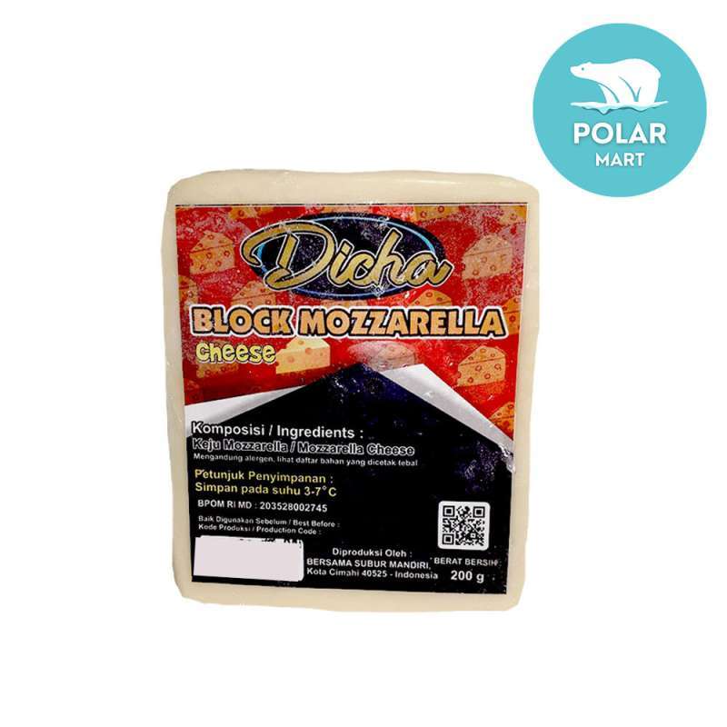 Jual Dicha Block Mozzarella Cheese 200 Gram (frozen Food Bandung) Di