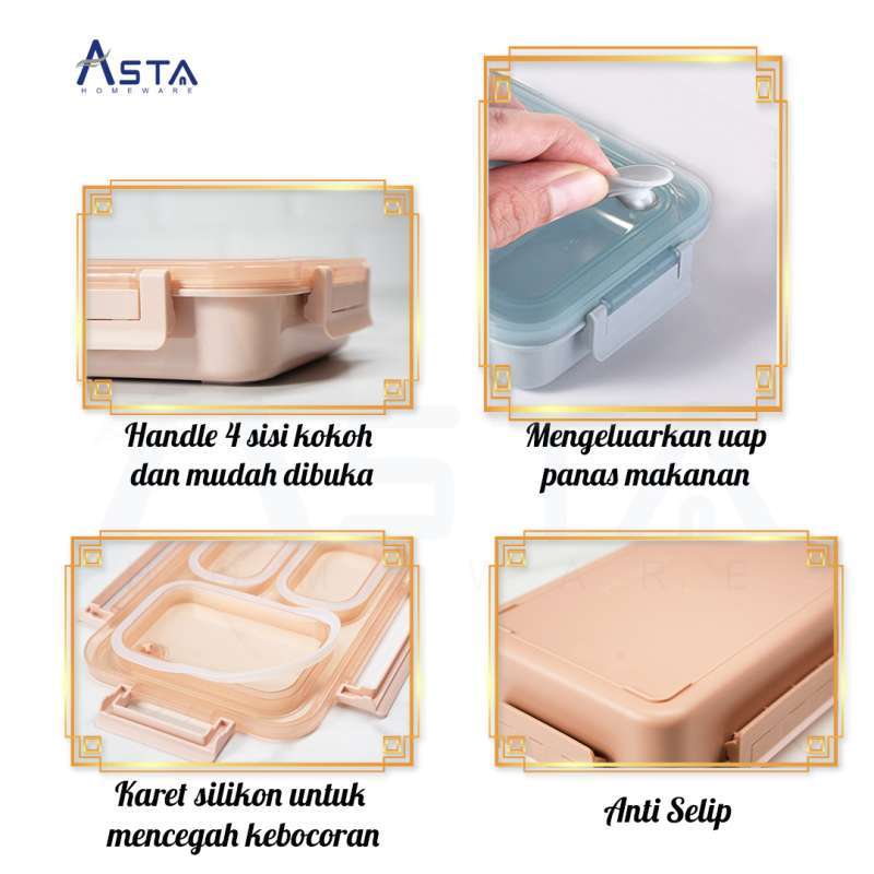 Promo Asta Homeware Lunch Box Set Stainless Steel 304 Sekat 3 Kotak ...