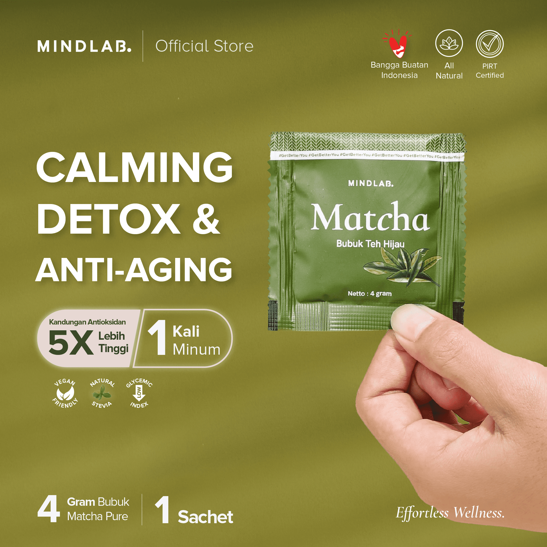 Promo Pure Matcha Powder Sachet 4 Gram / Teh Hijau Bubuk Premium