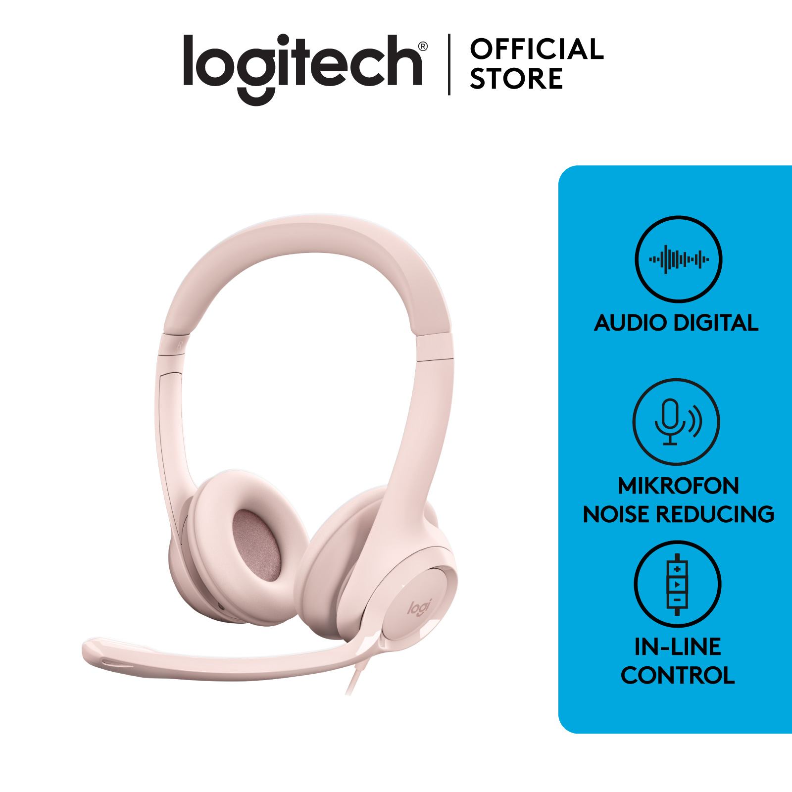 Jual Logitech H390 Usb Computer Headset With Noisecancelling Mic Rose